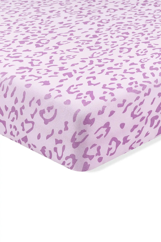 Crib Sheet in Thistle Leopard