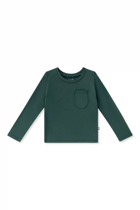 Long Sleeve Toddler Crew Neck Tee in Cypress