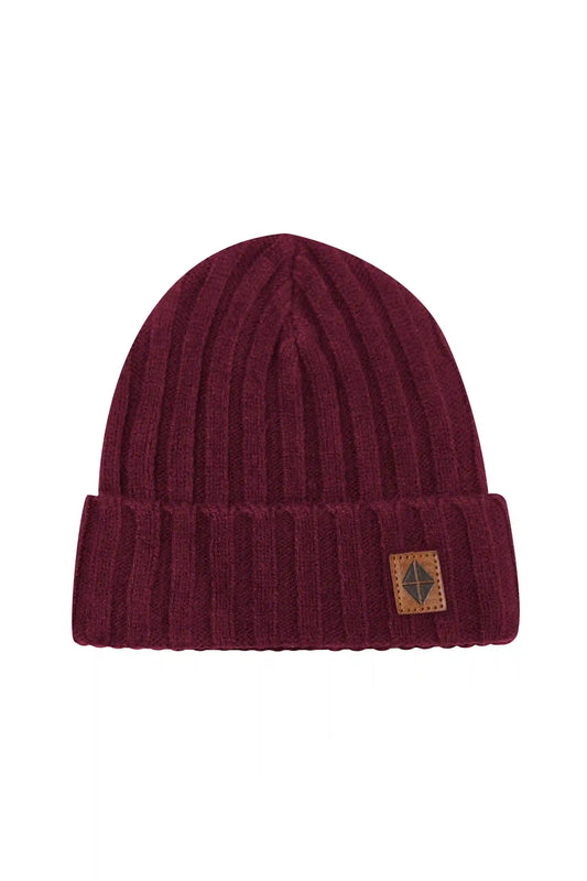 Chunky Knit Ribbed Beanie in Burgundy