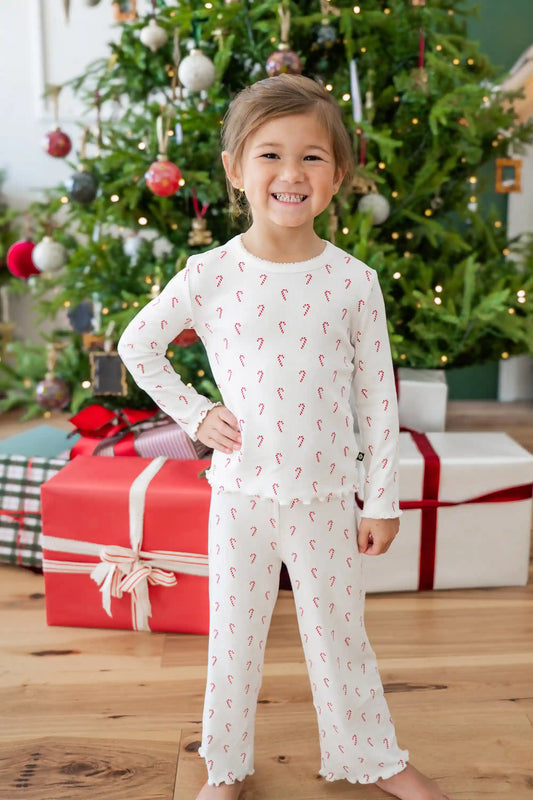 Pointelle Long Sleeve Set in Candy Cane