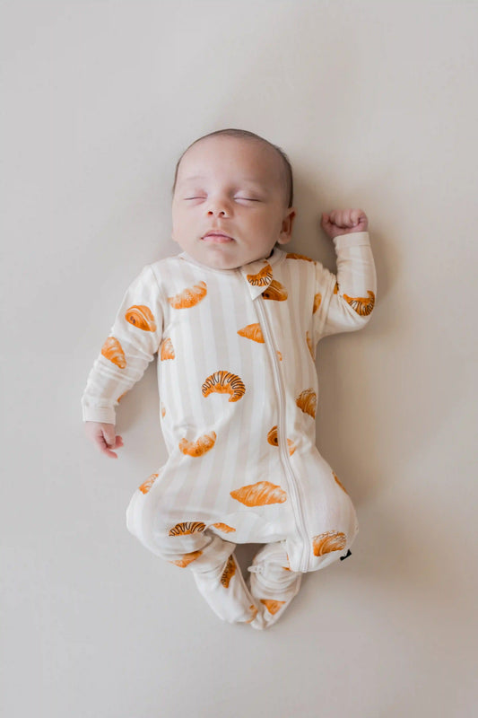Zippered Footie in Croissant