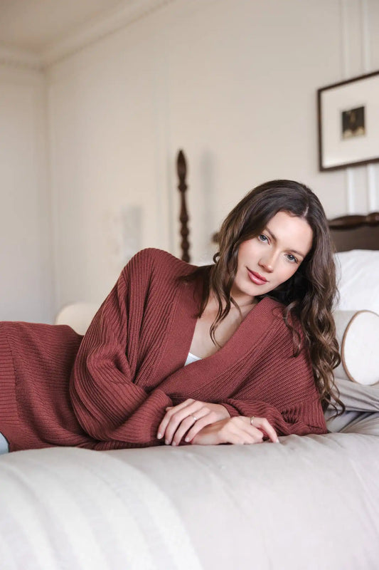 Chunky Knit Women's Oversized Cardigan In Ember